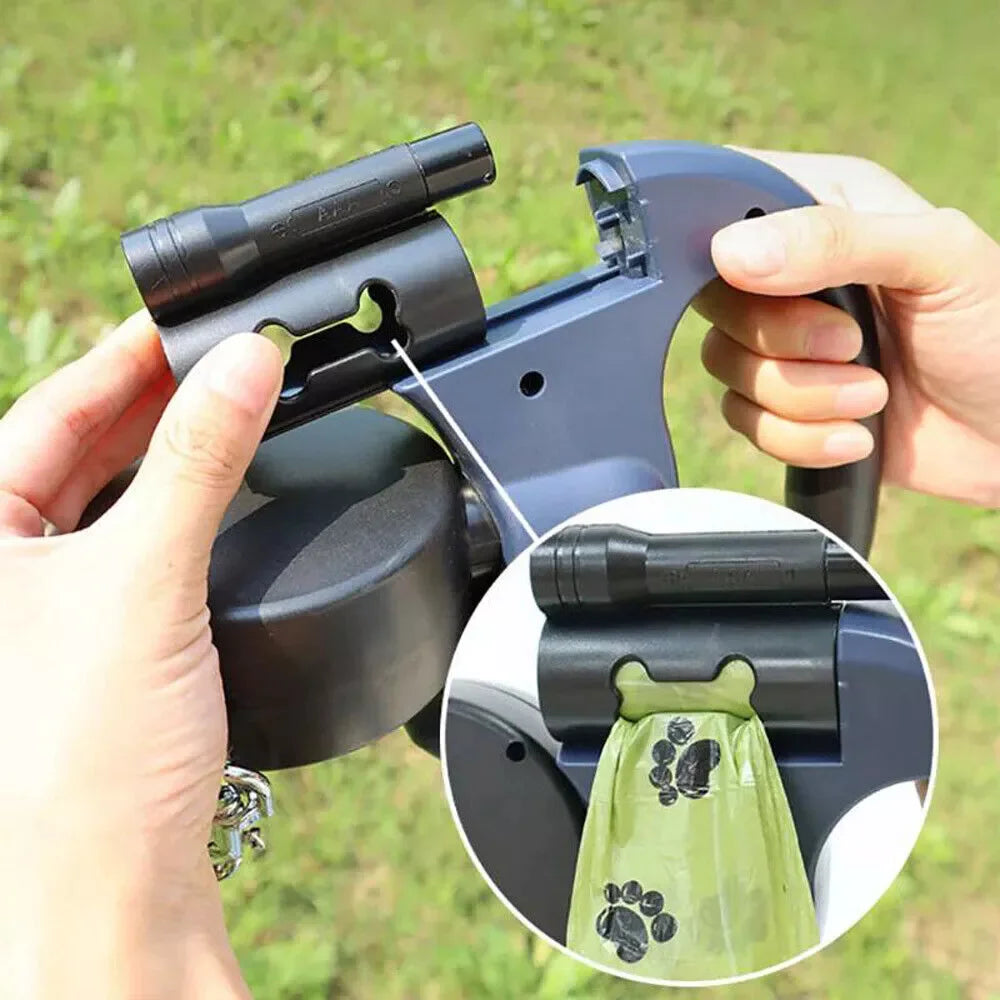 Twin Dog Reflective Retractable Leash
