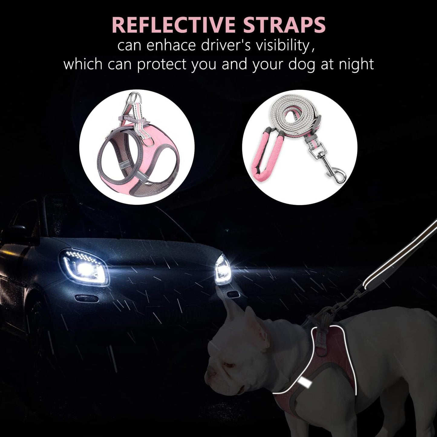 Dog Harness, Dog Harness and Leash Set, Pet Vest Harness, Puppy Cat Vest Harness Escape Proof, Chihuahua Harness, XXS Puppy Harness, Dog Vest Harnesses for Small Dogs Cats (A-1-PINK XS)