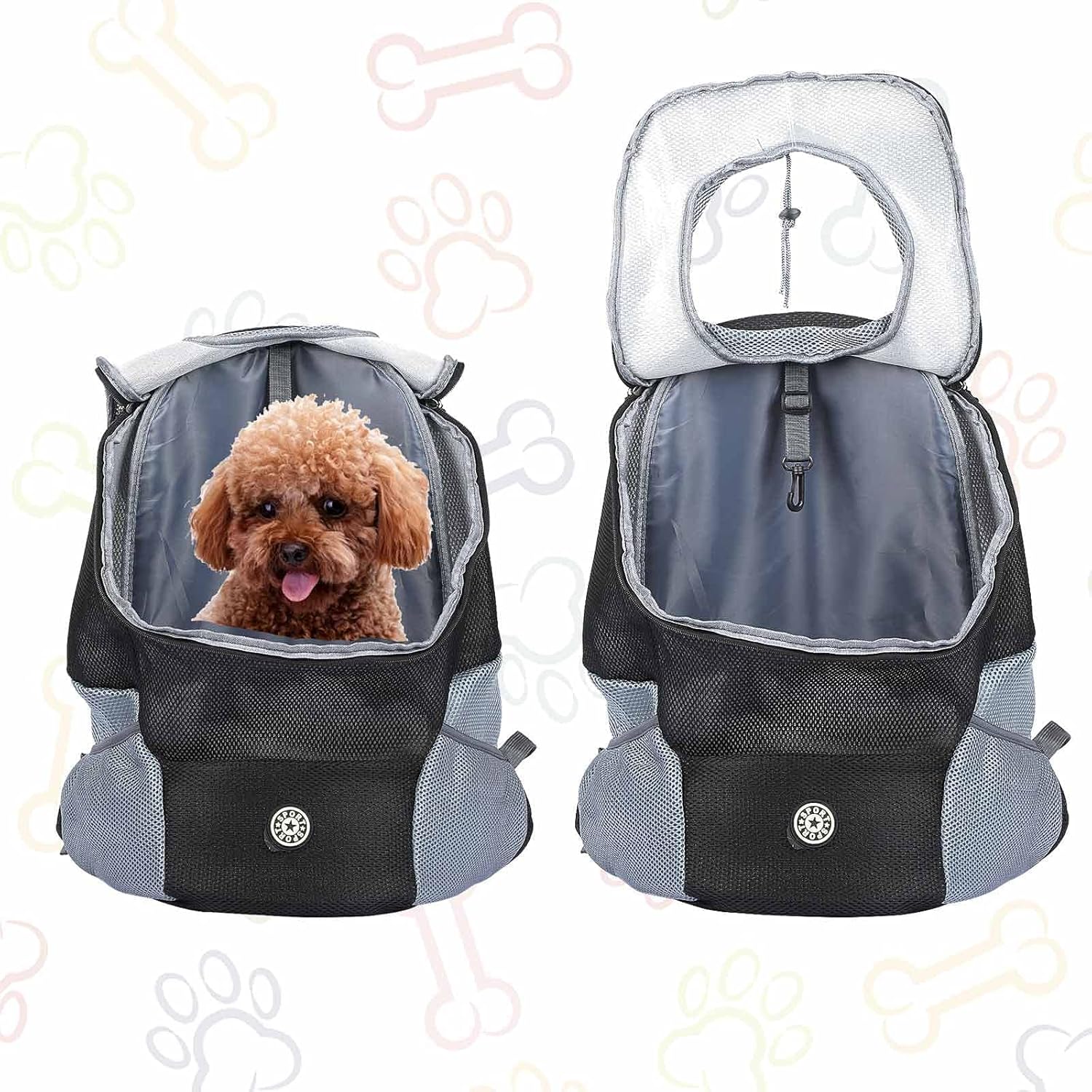 Dog Backpack, Puppy Backpack, Pet Carrier Backpack Small Dog Backpack Carrier Pet Travel Carrier Dog Front Carrier with Breathable Head Out Design and Padded Shoulder for Hiking Outdoor Travel(S)