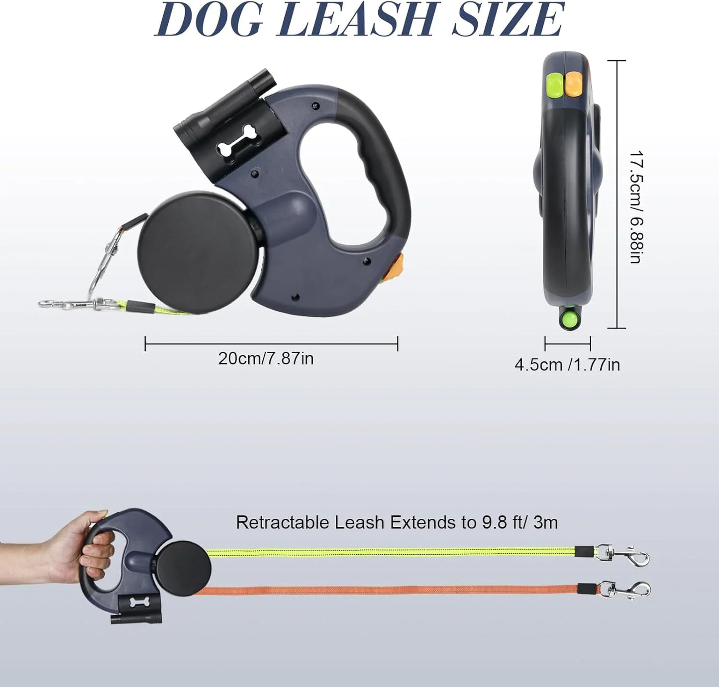 Twin Dog Reflective Retractable Leash